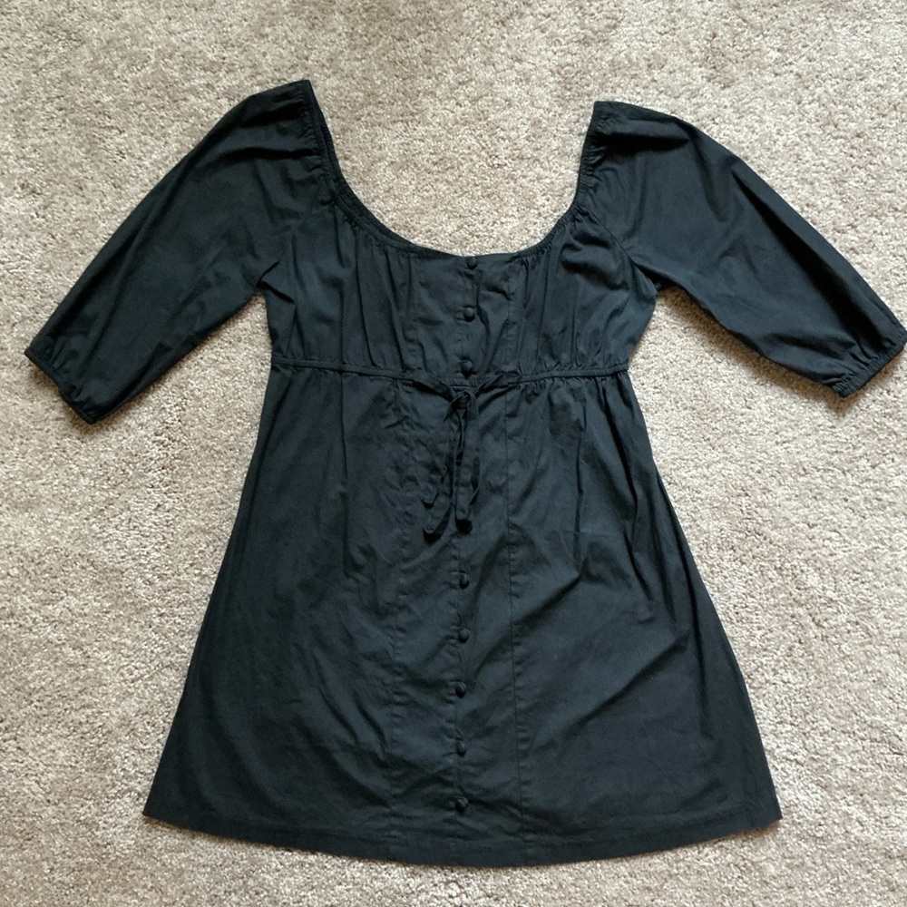 Vintage Forever 21 Black Wide Neck/Off Shoulders Mini Dress~Empire Waist, Dolly